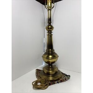 Vintage Solid Brass Table Lamp Heavy Substantial Base MCM Column